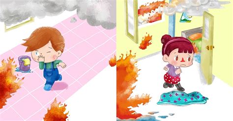 [儿童插画] 火灾来了怎么办|插画|儿童插画|dizzi - 原创作品 - 站酷 (ZCOOL)