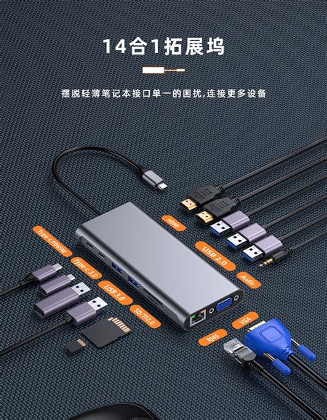 14合1 HUB USB Type-C转HDMI Docking Station扩展坞 - 先邦电子科技