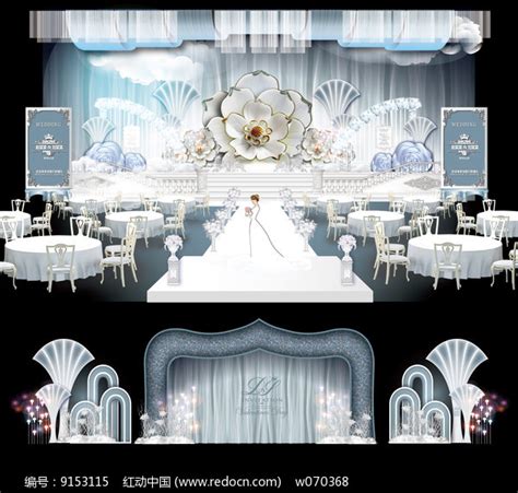 冰蓝色时尚主题婚礼背景设计图片下载_红动中国