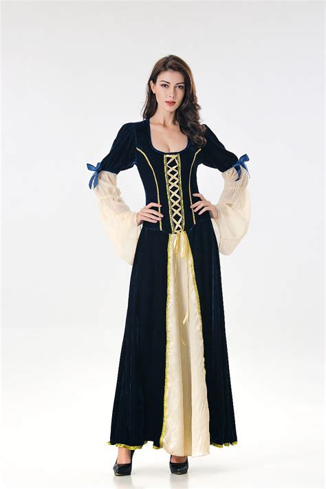 万圣节女王装 中世纪宫廷公主裙长裙角色扮演服装 舞台舞会演出服-阿里巴巴