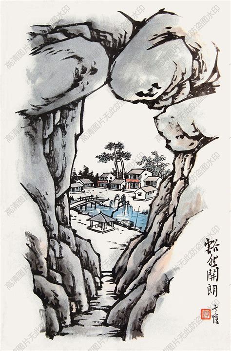 丰子恺作品《豁然开朗》图片 丰子恺作品《豁然开朗》图片