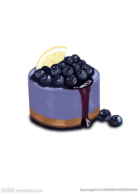 蓝莓和覆盆子蛋糕慕斯甜点高清摄影大图-千库网