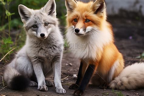 两只狐狸在林间的泥土路上高清图片下载-正版图片600788793-摄图网