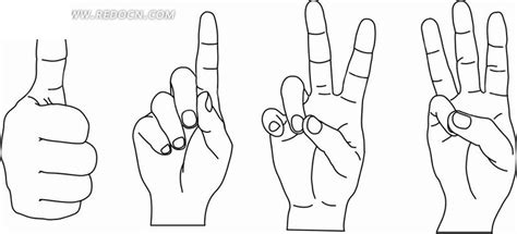 手绘插画 竖起一二三手指的手势AI素材免费下载_红动中国