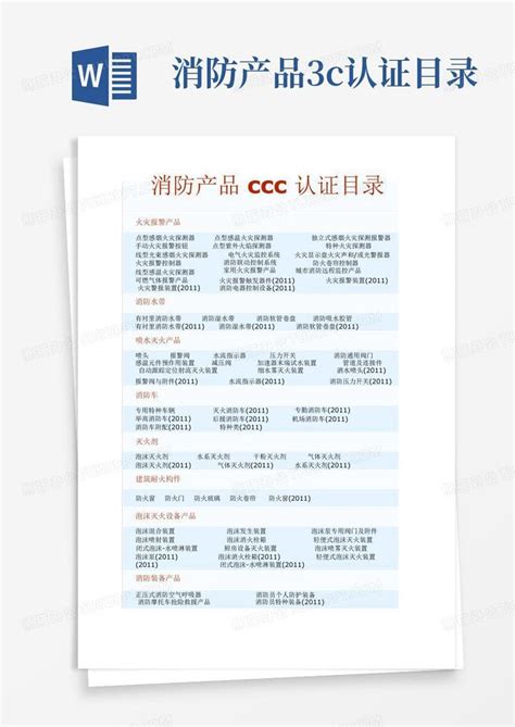 消防产品3c认证目录Word模板下载_编号qjwojbxm_熊猫办公