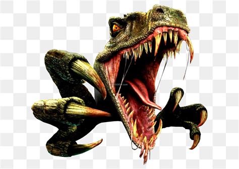 一只凶猛的恐龙张开大嘴十分恐怖透明PNG素材
