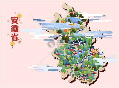 安徽省旅游地图插画插画图片下载-正版图片401953827-摄图网