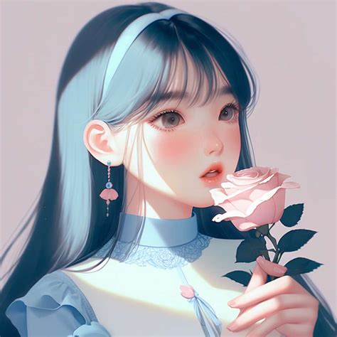 甜美女生头像捧花动漫