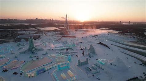 第24届哈尔滨冰雪大世界航拍—高清视频下载、购买_视觉中国视频素材中心