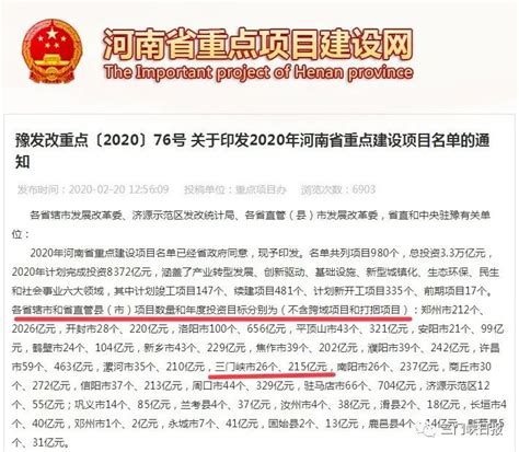 2020年河南省重点建设项目名单公布，三门峡有这些……|重点建设项目_新浪新闻