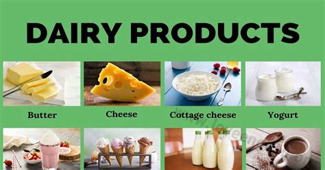 Dairy Products: List Of 28 Different Milk Products In The English ...