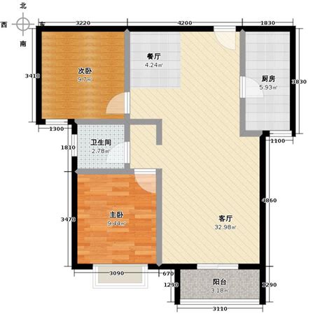 2018两室两厅两卫户型图-房天下装修效果图