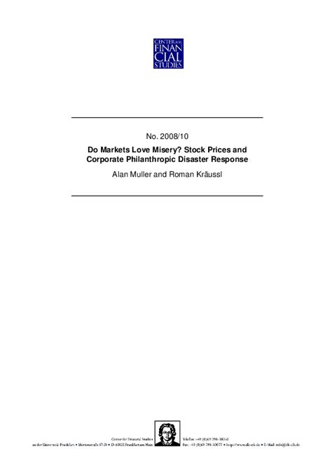 (PDF) Do Markets Love Misery? Stock Prices and Corporate Philanthropic ...