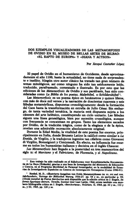 (PDF) Dos visualizaciones de la Metamorfosis de Ovidio en el Museo de ...