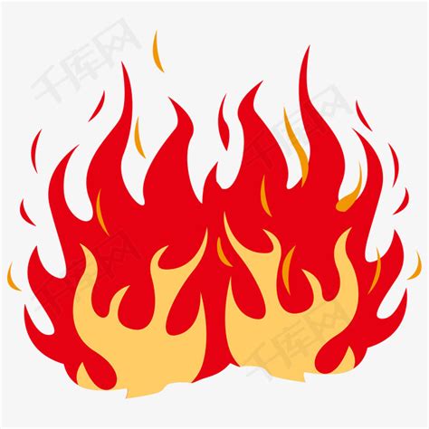卡通矢量黄色火焰正在燃烧的火焰素材图片免费下载-千库网