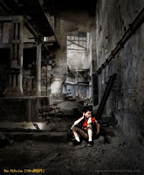 Photoshop合成实例:废墟小男孩 - 照片合成 - PS教程自学网