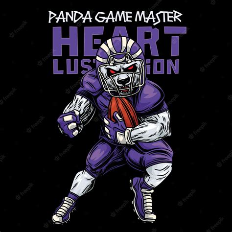 Premium Vector | Panda mascot american football with text illustration