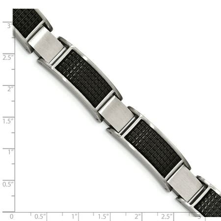 Primal Steel - Stainless Steel Brushed Black IP Textured Link Bracelet ...