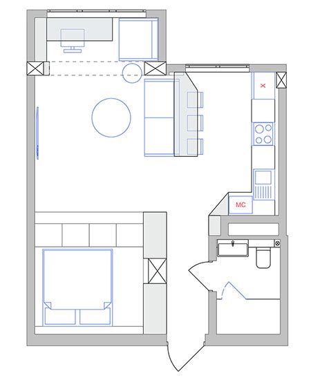 现代简约单身公寓室内设计su模型[原创] - SketchUp模型库 - 毕马汇 Nbimer