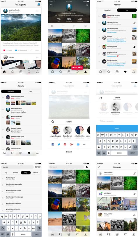 Instagram社交用户界面UI设计素材_UI设计_UI教程 - Uirush素材库.net