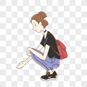 非主流蹲着女生头像