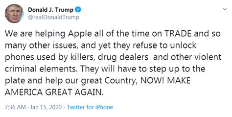 特朗普炮轰苹果：一直在帮你，你却连个杀人犯毒贩的手机都不愿解锁_凤凰网