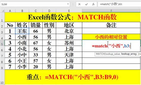 excel match函数的使用方法 - 52思兴自学网