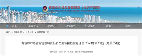 山东省青岛市市场监管局发布2023年第11期食品安全监督抽检信息-中国质量新闻网