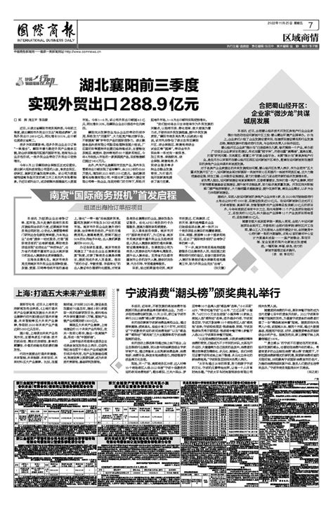 国际商报-湖北襄阳前三季度实现外贸出口288.9亿元