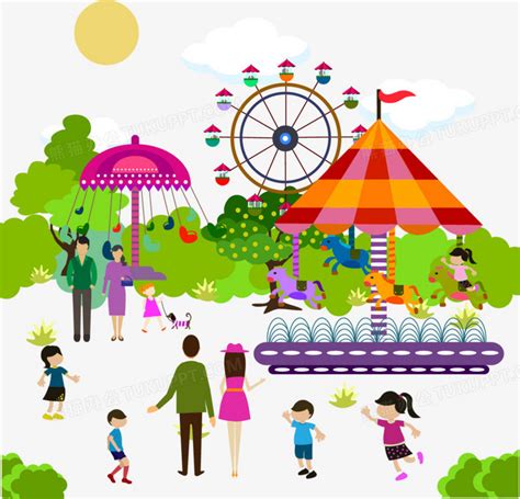 可爱手绘儿童节在游乐园过山车玩耍的儿童节原创插画素材免费下载 - 觅知网