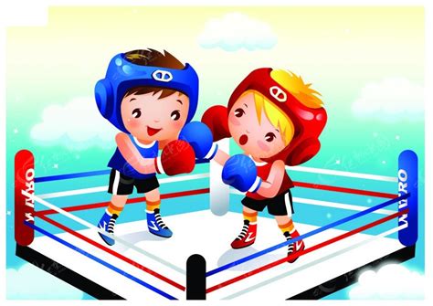 打拳击的小孩子时尚插画AI素材免费下载_红动网