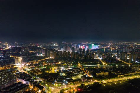 江苏淮安城市夜景灯光航拍摄影图-包图企业站
