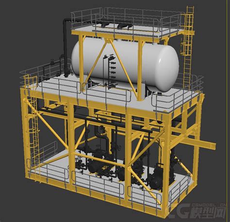 三组大型工业设备工厂组件管路管道化工厂工厂罐子工业设备压力罐管路气压罐3D模型-CG模型网（cgmodel)-让设计更有价值!
