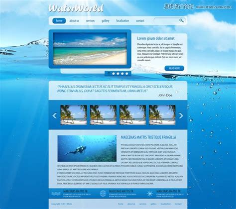Photoshop美工教程：水中的网页设计教程(3) - 网页模板 - PS教程自学网