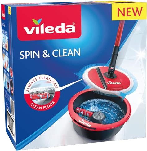 Vileda Spin & Clean Black & Red Round Compact Bucket : Amazon.ca ...