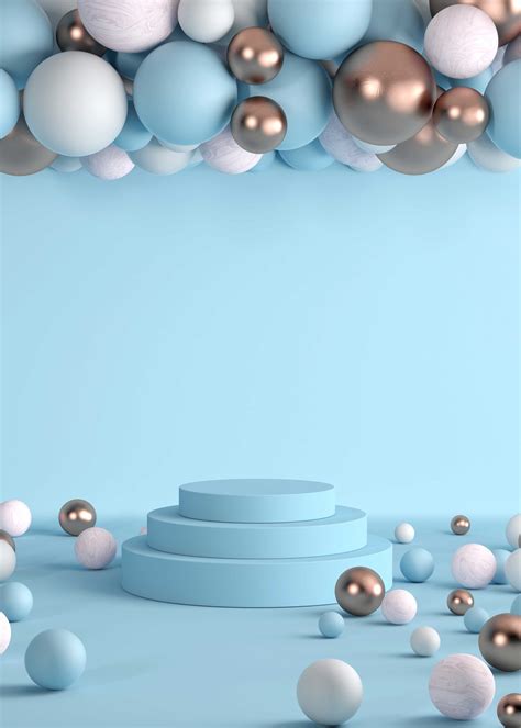 创意3D场景圆球元素电商海报背景设计素材-变色鱼
