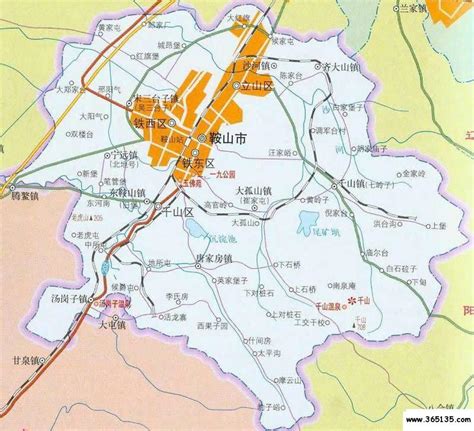 鞍山市行政区划图 - 中国旅游资讯网365135.COM