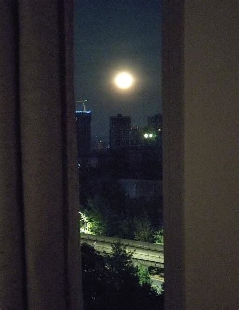 女孩站在窗台边，望着窗外的月亮。背景图片免费下载_海报banner/高清大图_千库网(图片编号6197692)