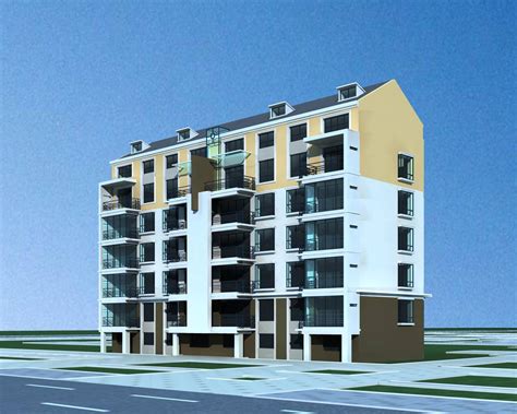 现代多层住宅楼3dmax 模型下载-光辉城市
