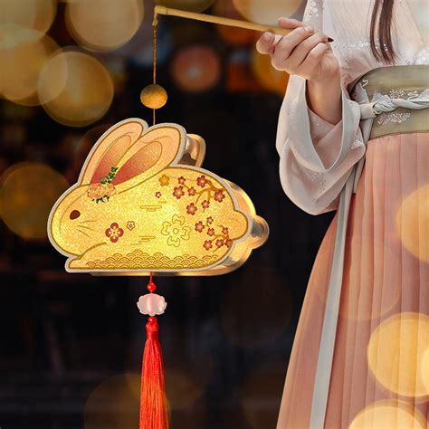 （今日10折）新年灯笼兔子灯元宵节儿童手提宫灯diy手工材料包古风幼儿园花灯—灯笼
