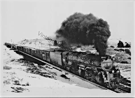 Vintage Union Pacific Railroad 3992 Steam Locomotive 5" x 7" Real Photo ...
