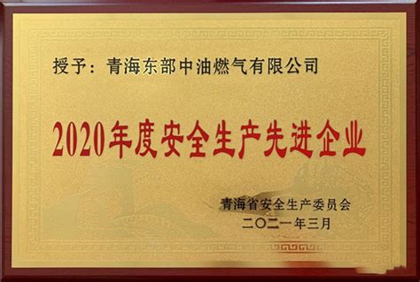 青海东部公司荣获青海省2020年度安全生产先进企业|中油中泰燃气投资集团有限公司