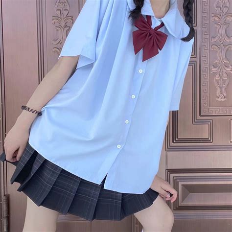 2021夏季新款日系短袖衬衫女学生韩版宽松小众设计感娃娃领JK衬衣 - 三坑日记