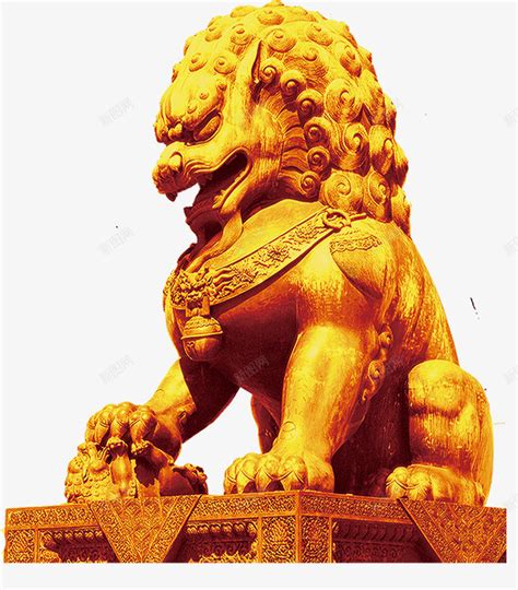 狮子石狮子金色石狮国庆节png图片免费下载-素材7iykagjUg-新图网