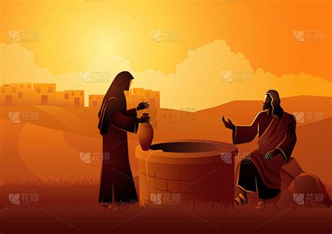 耶稣和撒玛利亚妇人在雅各井边交谈