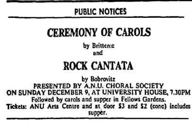SCUNA history: Christmas Concert 9 December 1979