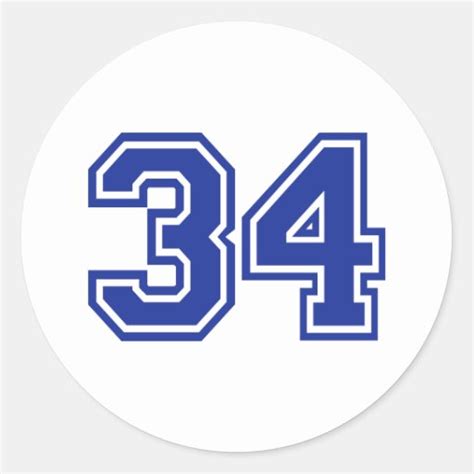 34 - number classic round sticker | Zazzle