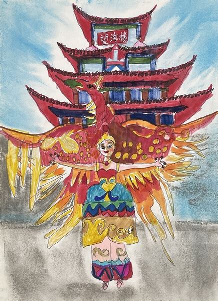 澳大利亚Emily Ma参赛作品《印象中的福州传统建筑》 - 绘画作品 - 第五届海外华裔中小学生书画、征文、摄影、华语演讲大赛