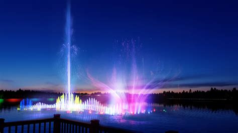 古镇灯都生态湿地公园音乐喷泉