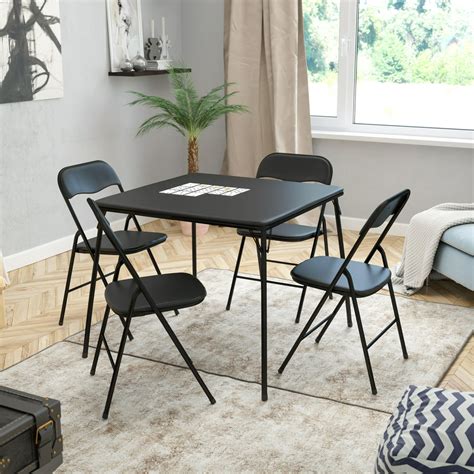 Flash Furniture 5 Piece Black Folding Card Table and Chair Set ...